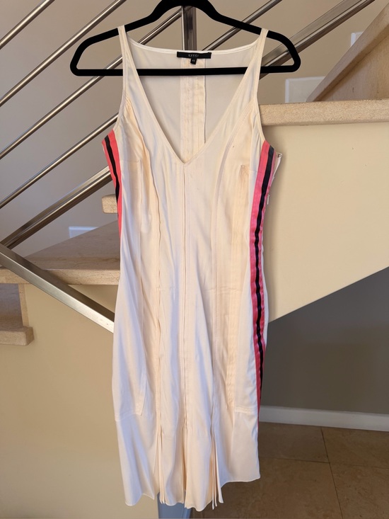 Gucci Dresses & Skirts - Vintage Gucci White Midi Dress with Pink & Black Side Stripes